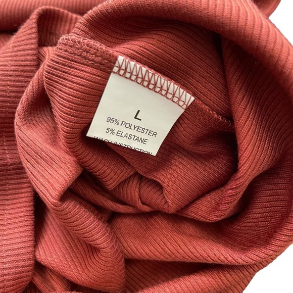 Womens Ribbed Slip Midi Dress Large L Brown Wide Straps Sleeveless Stretch - Picture 8 of 11